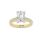 3.40 ctw Emerald Lab-Grown Diamond Pave Engagement Ring in 14K Yellow Gold for Women | D Color, VVS1 Clarity, IGI Certified 3.00 ct Center Diamond