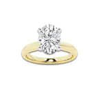 3.00 ctw Oval Lab-Grown Diamond Minimalist Engagement Ring in 14K White Gold And Yellow Gold for Women | D Color, VVS1 Clarity, IGI Certified