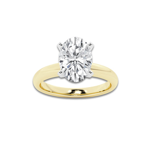3.00 ctw Oval Lab-Grown Diamond Minimalist Engagement Ring in 14K White Gold And Yellow Gold for Women | D Color, VVS1 Clarity, IGI Certified