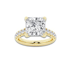 6.55 ctw Princess Lab-Grown Diamond Pave Engagement Ring in 14K Yellow Gold for Women | D Color, VVS1 Clarity, IGI Certified 6.00 ct Center Diamond