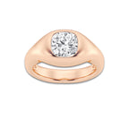 Prima 2 ctw Cushion Lab Grown Diamond Bold Bezel Solitaire Engagement Ring 14K Rose Gold, D, VVS | IGI Certified, 2 ct Center