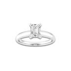 1.00 ctw Emerald Lab-Grown Diamond Minimalist Engagement Ring in 14K White Gold for Women | E Color, VS1 Clarity, IGI Certified