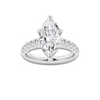 3.93 ctw Marquise Lab-Grown Diamond Pave Engagement Ring in 14K White Gold for Women | D Color, VVS1 Clarity, IGI Certified 3.50 ct Center Diamond
