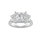 5 1/5 ctw Princess Lab Grown Diamond Three-Stone Engagement Ring Platinum, D, VVS | 3 ct Center
