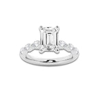 2.98 ctw Emerald Lab-Grown Diamond Marquise Side Stone Engagement Ring in 14K White Gold for Women | Colorless E, VS1 Clarity, IGI Certified 2.50 ct Center Diamond