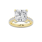 7.55 ctw Princess Lab-Grown Diamond Pave Engagement Ring in 14K Yellow Gold for Women | D Color, VVS1 Clarity, IGI Certified 7.00 ct Center Diamond