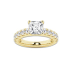 4.00 ctw Asscher Lab-Grown Diamond Split-Prong Set Side Stone Engagement Ring in 14K Yellow Gold for Women | Colorless E, VS1 Clarity, IGI Certified 3.00 ct Center Diamond