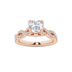1.00 ctw Heart Lab-Grown Diamond Twisted Shank Engagement Ring in 14K Rose Gold for Women | E Color, VS1 Clarity, Not Certified 0.75 ct Center Diamond