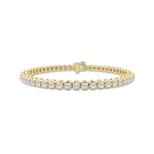 4 ctw Round Lab Grown Diamond Four-Prong Tennis Bracelet - 6 Inches 14K Yellow Gold, DE, VS1
