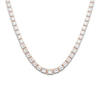 10 ctw Emerald Lab Grown Diamond East West Tennis Necklace 14K Rose Gold, DE, VS1
