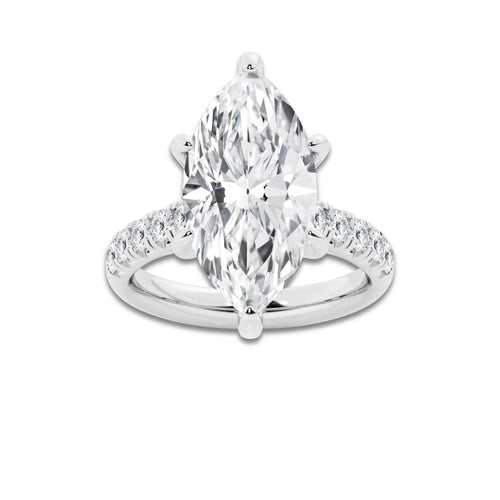 7.55 ctw Marquise Lab-Grown Diamond Pave Engagement Ring in 14K White Gold for Women | D Color, VVS1 Clarity, IGI Certified 7.00 ct Center Diamond