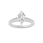 1.14 ctw Marquise Lab-Grown Diamond Pave Engagement Ring in 14K White Gold for Women | E Color, VS1 Clarity, IGI Certified 0.75 ct Center Diamond