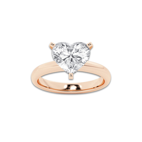 5.00 ctw Heart Lab-Grown Diamond Minimalist Engagement Ring in 14K Rose Gold for Women | D Color, VVS1 Clarity, IGI Certified