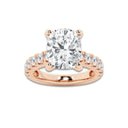 7.00 ctw Elongated Cushion Lab-Grown Diamond Split-Prong Set Side Stone Engagement Ring in 14K Rose Gold for Women | Colorless E, VS1 Clarity, IGI Certified 6.00 ct Center Diamond