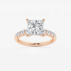 5.66 ctw Princess Lab-Grown Diamond Side Stone Engagement Ring in 14K Rose Gold for Women | Colorless E, VS1 Clarity, IGI Certified 5.00 Ct Center Diamond