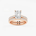 Synergy 3 3/4 ctw Emerald Lab Grown Diamond Baguette and Princess Side Stone Bridal Set 14K Rose Gold, E, VS1 | IGI Certified, 3 ct Center