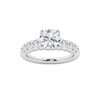 1.29 Ct Round Lab-Grown Diamond Half Eternity Engagement Ring in Platinum for Female, Colorless (E), VS1 Clarity | IGI Certified, 0.75 Ct Center Diamond