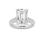 7.55 ctw Emerald Lab-Grown Diamond Pave Engagement Ring in Platinum for Women | D Color, VVS1 Clarity, IGI Certified 7.00 ct Center Diamond