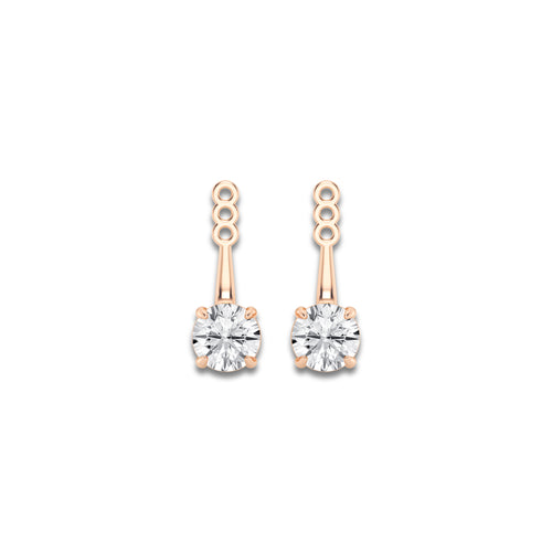 1 1/2 ctw Round Lab Grown Diamond Drop Earring Jackets 14K Rose Gold, E, VS1