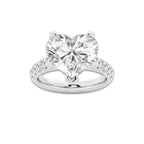 7.55 ctw Heart Lab-Grown Diamond Pave Engagement Ring in Platinum for Women | E Color, VS1 Clarity, IGI Certified 7.00 ct Center Diamond