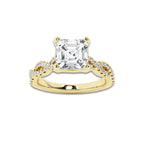1.75 ctw Asscher Lab-Grown Diamond Twisted Shank Engagement Ring in 14K Yellow Gold for Women | D Color, VVS1 Clarity, IGI Certified 1.50 ct Center Diamond