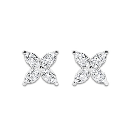 1 1/2 ctw Marquise Lab Grown Diamond Flower Stud Earrings Platinum, DE, VS1