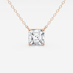 1 1/2 ctw Asscher Lab Grown Diamond Solitaire Pendant 14K Rose Gold, E, VS1 | IGI Certified, 1 1/2 ct Center