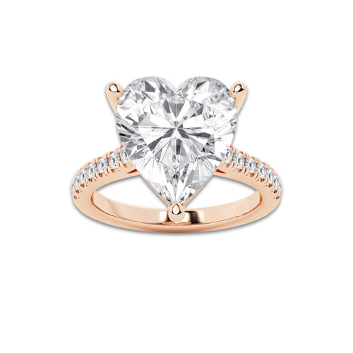 7.46 ctw Heart Lab-Grown Diamond Hidden Halo Side Stone Engagement Ring in 18K Rose Gold for Women | Colorless D, VVS1 Clarity, IGI Certified 7.00 ct Center Diamond