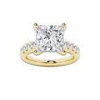 6.66 Ct Princess Lab-Grown Diamond Half Eternity Engagement Ring in 14K Yellow Gold for Female, Colorless (E), VS1 Clarity | IGI Certified, 6.00 Ct Center Diamond