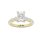 1.41 ctw Radiant Lab-Grown Diamond Marquise Side Stone Engagement Ring in 14K Yellow Gold for Women | Colorless D, VVS1 Clarity, IGI Certified 1.00 ct Center Diamond