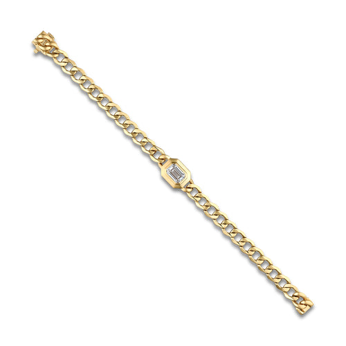 2 ctw Emerald Lab Grown Diamond Solitaire Bracelet - 7 Inches 14K Yellow Gold, E, VS1 | 2 ct Center