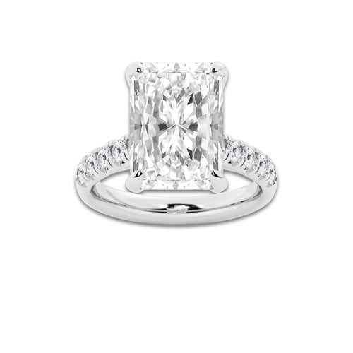 8.55 ctw Radiant Lab-Grown Diamond Pave Engagement Ring in 14K White Gold for Women | E Color, VS1 Clarity, IGI Certified 8.00 ct Center Diamond