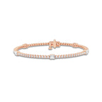 3 ctw Emerald Lab Grown Diamond Five Stations Tennis Bracelet - 6 Inches 14K Rose Gold, DE, VS1