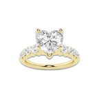 2.04 ctw Heart Lab-Grown Diamond Side Stone Engagement Ring in 14K Yellow Gold for Women | Colorless D, VVS1 Clarity, IGI Certified 1.50 Ct Center Diamond