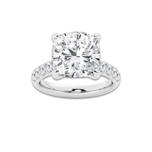 8.55 ctw Cushion Lab-Grown Diamond Pave Engagement Ring in Platinum for Women | D Color, VVS1 Clarity, IGI Certified 8.00 ct Center Diamond