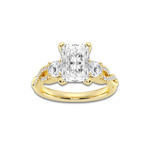 5.61 ctw Radiant Lab-Grown Diamond Side Stone Engagement Ring in 14K Yellow Gold for Women | Colorless E, VS1 Clarity, IGI Certified 5.00 ct Center Diamond
