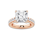 8.00 ctw Asscher Lab-Grown Diamond Split-Prong Set Side Stone Engagement Ring in 14K Rose Gold for Women | Colorless E, VS1 Clarity, IGI Certified 7.00 ct Center Diamond