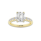 3.54 ctw Emerald Lab-Grown Diamond Side Stone Engagement Ring in 14K Yellow Gold for Women | Colorless E, VS1 Clarity, IGI Certified 3.00 Ct Center Diamond