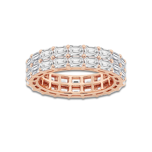 Faith 4 ctw Emerald Lab Grown Diamond Double Row Eternity Band - 5.2mm Width 14K Rose Gold, DE, VS1