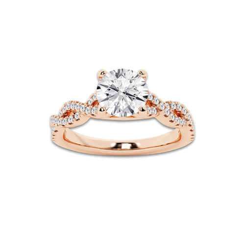 1.25 ctw Round Lab-Grown Diamond Twisted Shank Engagement Ring in 14K Rose Gold for Women | D Color, VVS1 Clarity, IGI Certified 1.00 ct Center Diamond