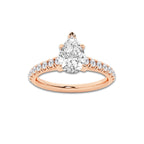 1.39 ctw Pear Lab-Grown Diamond Pave Engagement Ring in 14K Rose Gold for Women | E Color, VS1 Clarity, IGI Certified 1.00 ct Center Diamond