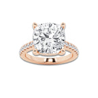 8.39 ctw Cushion Lab-Grown Diamond Hidden Halo Side Stone Engagement Ring in 18K Rose Gold for Women | Colorless D, VVS1 Clarity, IGI Certified 8.00 ct Center Diamond