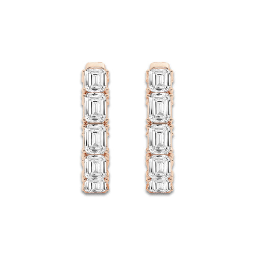 3 ctw Emerald Lab Grown Diamond Inside Out Hoop Earrings 14K Rose Gold, DE, VS1