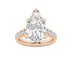 6.55 ctw Pear Lab-Grown Diamond Pave Engagement Ring in 14K Rose Gold for Women | D Color, VVS1 Clarity, IGI Certified 6.00 ct Center Diamond