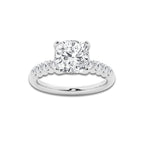 3.54 Ct Cushion Lab-Grown Diamond Half Eternity Engagement Ring in Platinum for Female, Colorless (D), VVS1 Clarity | IGI Certified, 3.00 Ct Center Diamond