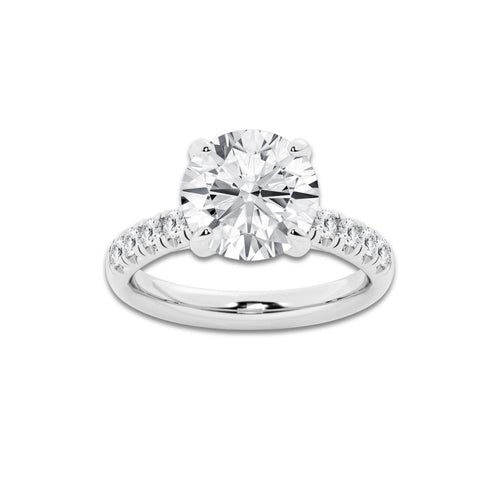 4.43 ctw Round Lab-Grown Diamond Pave Engagement Ring in Platinum for Women | D Color, VVS1 Clarity, IGI Certified 4.00 ct Center Diamond