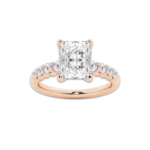 5.66 ctw Radiant Lab-Grown Diamond Side Stone Engagement Ring in 14K Rose Gold for Women | Colorless D, VVS1 Clarity, IGI Certified 5.00 Ct Center Diamond