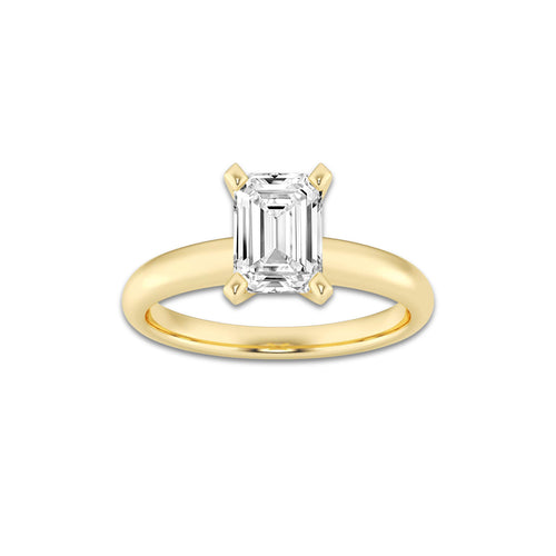 1.50 ctw Emerald Lab-Grown Diamond Minimalist Engagement Ring in 14K Yellow Gold for Women | D Color, VVS1 Clarity, IGI Certified