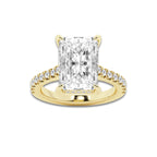4.35 ctw Radiant Lab-Grown Diamond Hidden Halo Side Stone Engagement Ring in 18K Yellow Gold for Women | Colorless D, VVS1 Clarity, IGI Certified 4.00 ct Center Diamond