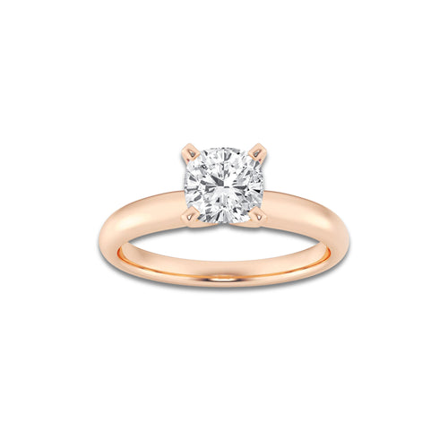 1.00 ctw Cushion Lab-Grown Diamond Minimalist Engagement Ring in 14K Rose Gold for Women | D Color, VVS1 Clarity, IGI Certified
